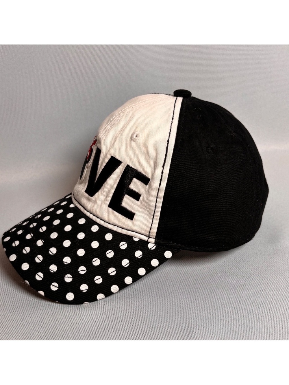 Disney Minnie Mouse LOVE Polka Dot Baseball Cap Hat - Picture 3 of 6